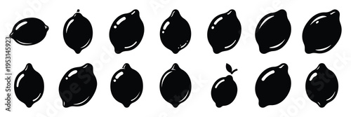 lemon silhouette vector icon set collection and isolated on transparent background.