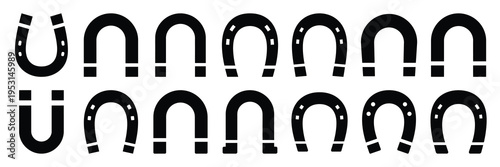 magnet silhouette vector icon set collection and isolated on transparent background.