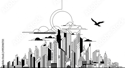 City Skyline Urban Landscape View.