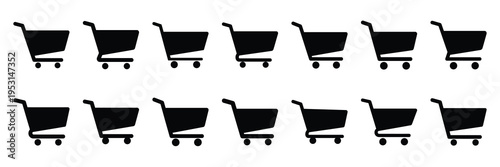 shopping cart silhouette vector icon set collection and isolated on transparent background.