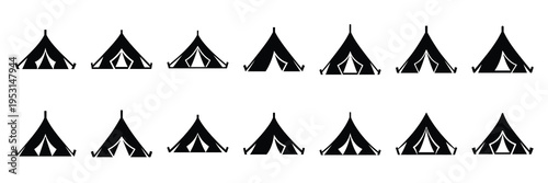 tent silhouette vector icon set collection and isolated on transparent background.