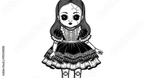 Creepy Doll Illustration.
