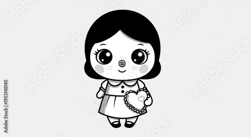 Cute little girl cartoon character.