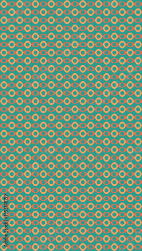 Retro Geometric Pattern in Teal Orange and Tan vector background