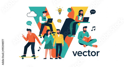 Diverse group of happy people.