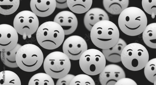 Emotions faces emoticons expressions.