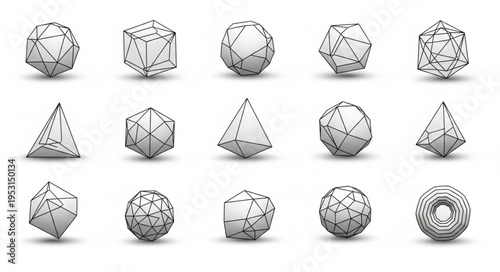 Geometric shapes in wireframe.