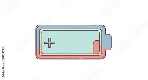 Colorful battery icon with plus sign.