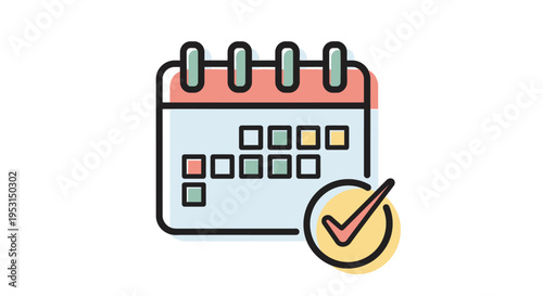 Simple calendar icon with checklist.