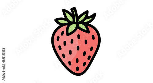 Fresh Strawberry Fruit Closeup Illustration.