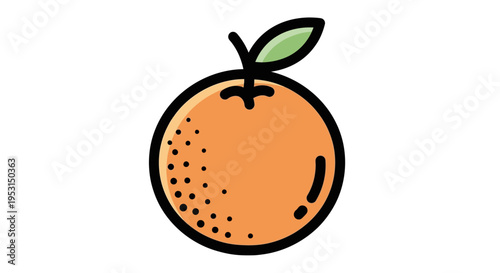 A cartoon orange with leaf.