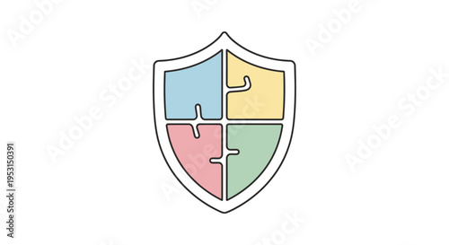 Shield with four puzzle pieces.