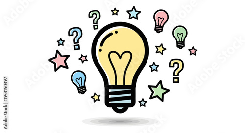 Colorful Light Bulb Idea Concept.