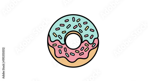 Colorful Donut with Sprinkles and Icing.