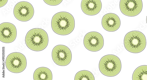 Sliced kiwi fruit on white background.