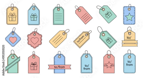 Collection of colorful price tags.