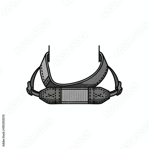 Gray padded strap with adjustable connectors, designed for comfort and support