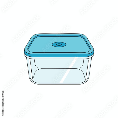 Clear rectangular container with a light blue lid and vent