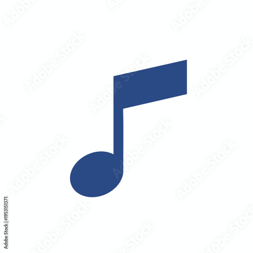A simple dark blue eighth note symbol, isolated on a white background