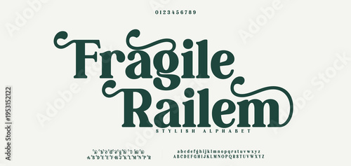 Fragile Railem Luxury alphabet letters font. Typography elegant wedding classic lettering serif fonts decorative vintage retro. vector illustration