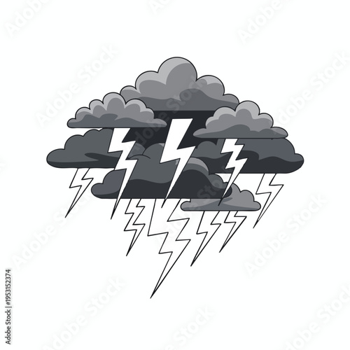 Storm clouds unleash a barrage of lightning bolts and rain