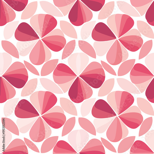 A repeating pattern of overlapping, layered petals in various shades of pink on white