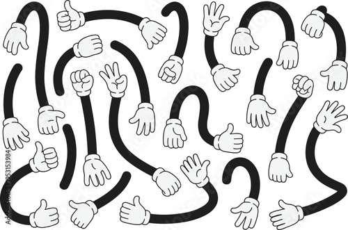 Cartoon Arms Gesturing With Thumbs Up And Waving Keywords: cartoon, arms, hands, gestures, thumbs