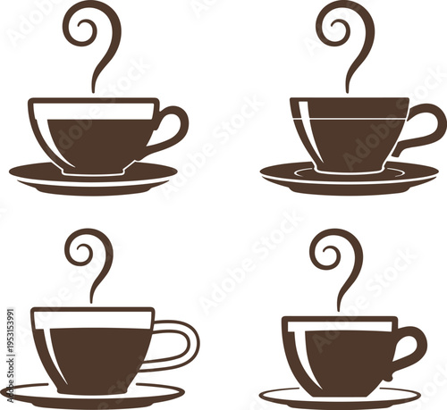 Coffee Cup Icons with Steam vector illustration