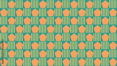 Retro Geometric Pattern with Pentagons and Stripes