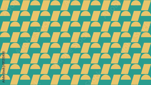 Retro Geometric Pattern in Teal and Gold