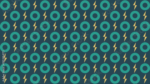 Abstract Pattern with Circles and Lightning Bolts