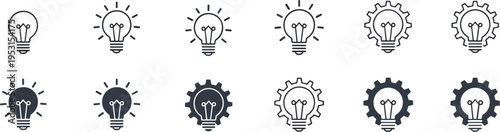 Lightbulb and Gear Icons Collection idea innovation