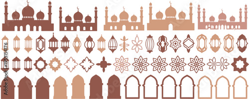 Islamic Architecture and Decorative Elements Set Keywords: Islamic, architecture, mosque