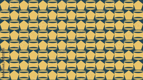 Geometric Tile Pattern with Pentagons and Curved Shapes