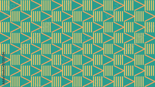 Abstract Geometric Pattern in Teal and Yellow