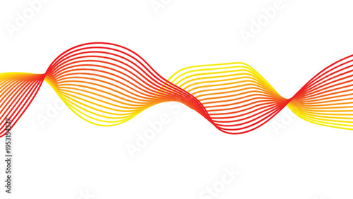 Red and Yellow Wavy Lines on White Background abstract