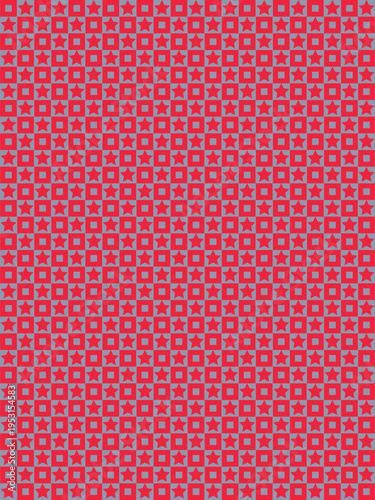 Red Stars And Squares Repeating Pattern vector background