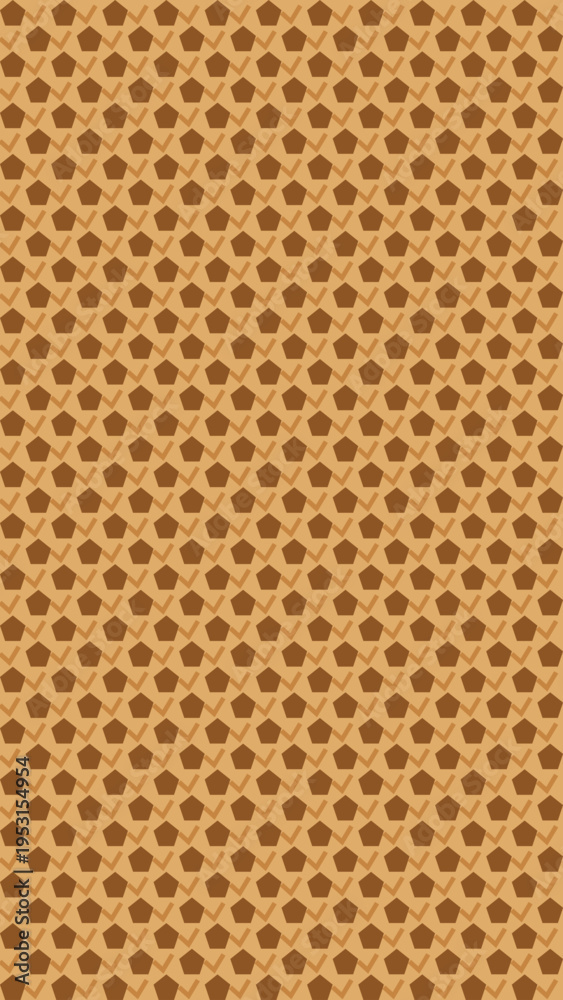 Fototapeta premium Brown Pattern with Pentagons and X Shapes vector background