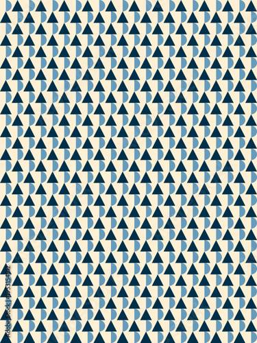 Retro Triangle Geometric Pattern in Blue and Beige vector background
