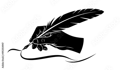 Quill Pen Handwriting Ink Silhouette Symbol Vector