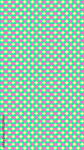 Geometric Diamond Pattern in Green Pink and Yellow vector background