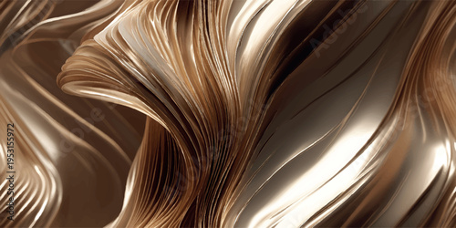 Premium liquid gold and bronze waves seamless pattern with metallic reflections and flowing silk texture.