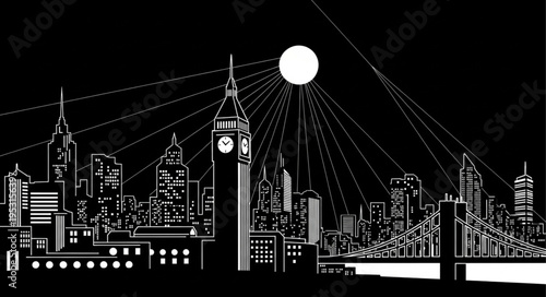 London City Skyline at Night.