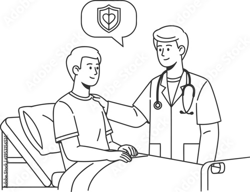 A doctor discussing treatment options with an elderly patient in a hospital bed