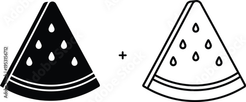 Watermelon Slice Icon Set Vector