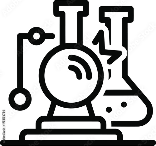 Vintage laboratory apparatus in a stylized line drawing