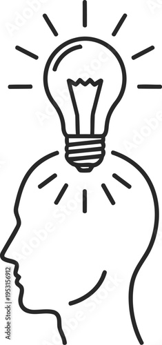 A creative mind illuminated by a light bulb symbolizing innovative ideas and inspiration