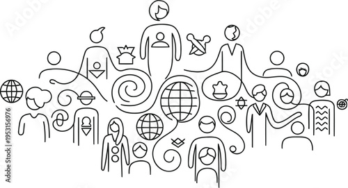 Vibrant illustration of diverse characters engaging in a lively community gathering