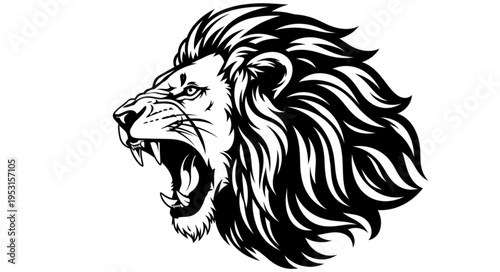Roaring Lion Head Illustration.
