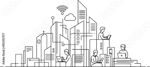 Architectural diagram of a multi-floor building with detailed room layouts and symbols
